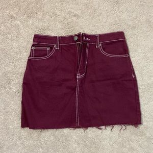 Crimson Jean Skirt